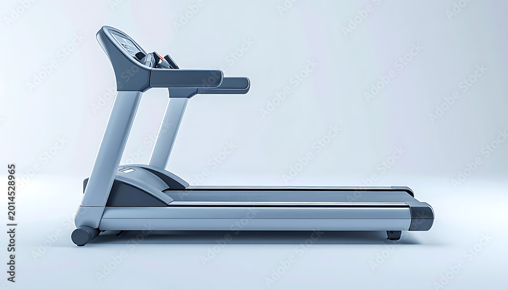 © mas - Modern treadmill on a light blue background, isolated gym equipment for cardio exercise, home fitness machine © mas - Modern treadmill on a light blue background, isolated gym equipment for cardio exercise, home fitness machine