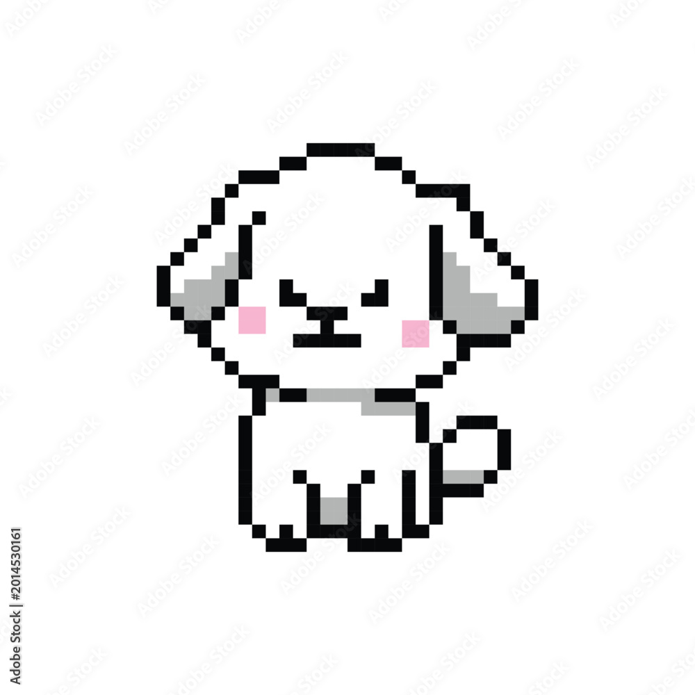 Fototapeta premium Cute illustration 8 bit pixel art character dog vector