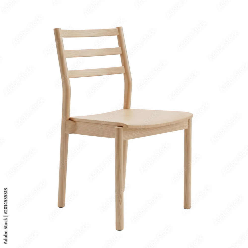Fototapeta premium Minimalist wooden chair with slatted back on transparent background high quality professional