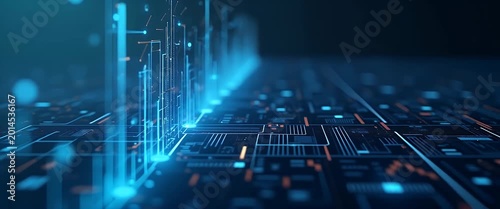 Portray a modern high definition scene featuring agentic AI applications driving innovative digital solutions in diverse sectors with clear technological excellence and operational efficiency in  Phot