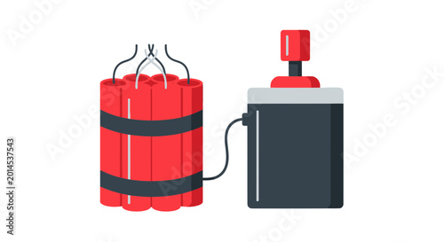 Tableau sur toile Dynamite explosives with detonator, illustration, risk, danger concept