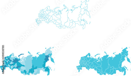 high quality blue scale russia map vector illustration
