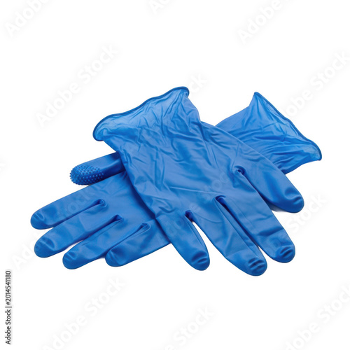 Blue medical gloves photorealistic render on transparent background high quality professional detailed