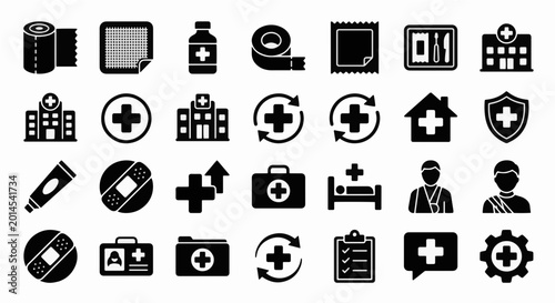 Wound Care Medical Service Glyph Icon Set