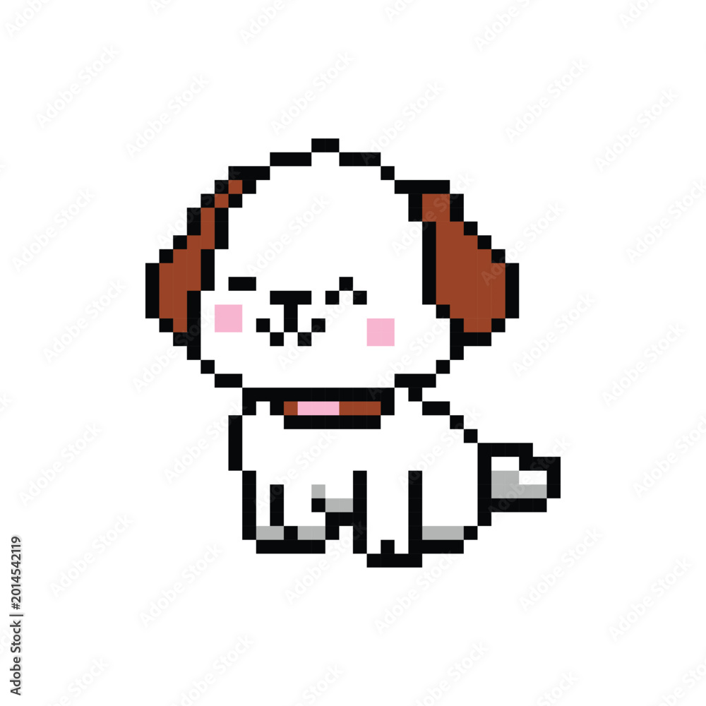 Fototapeta premium Cute illustration 8 bit pixel art character dog concept