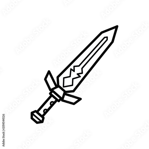Sword Cartoon Illustration with Handle.