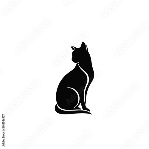 Elegant Black Cat Silhouette Vector Illustration