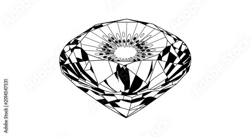 Kiwi Fruit and Diamond Hybrid Conceptual Line Art Design