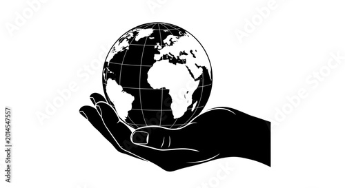 Hand holding earth globe symbol of global responsibility