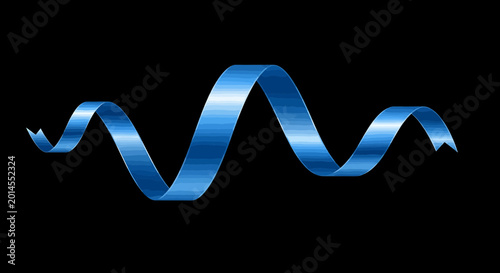 Elegant Glossy Blue Ribbon with Wavy Spiral Design