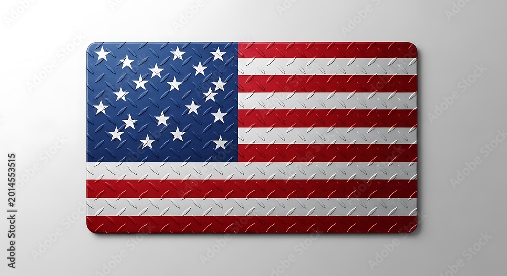 Obraz premium American flag diamond plate texture with a metallic industrial surface design for patriotic concept backgrounds and rugged construction material themes