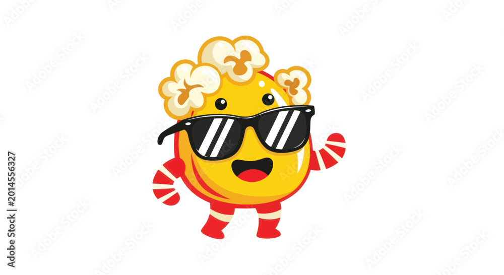 Fototapeta premium Cool Popcorn Character Waving