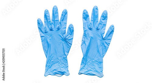 Pair of blue surgical gloves isolated on transparent background high quality professional