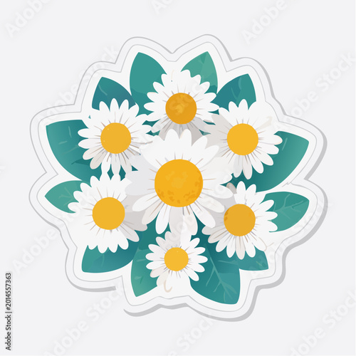 Bouquet of White Daisies with Green Leaves