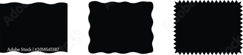 Foto Decorative black border vector set, wavy and jagged edge design elements, abstra