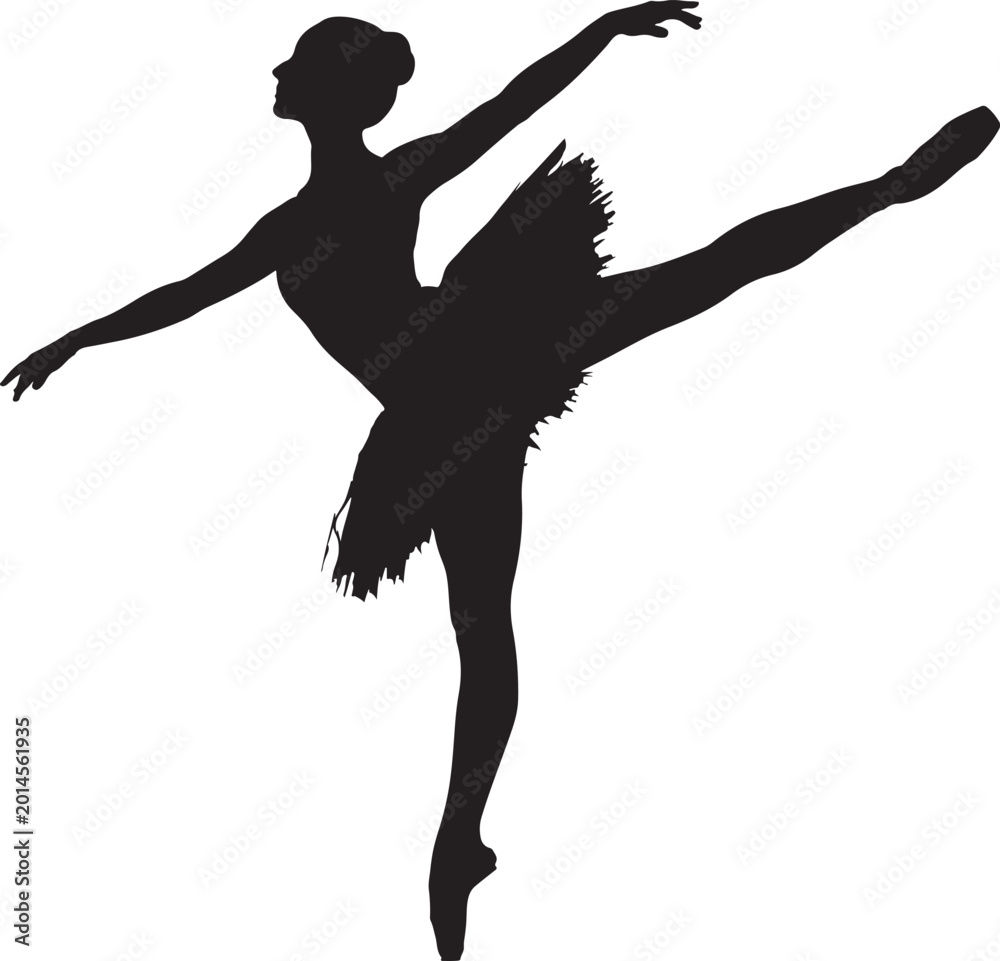 Fototapeta premium Graceful Ballerina Silhouette in Arabesque Pose Vector Illustration
