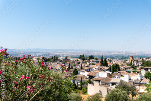 Aerial view of the historic Albaicín neighborhood, also known as the Albayzín, situated in Granada, Spain
