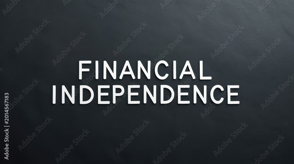 Obraz premium Financial independence goal concept on dark background conveying calm determination