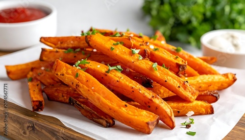 Sweet potato fries with herbs.