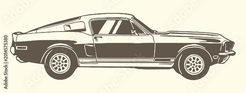 Canvastavla Side view illustration of a classic sports car with automobile transport cruisin