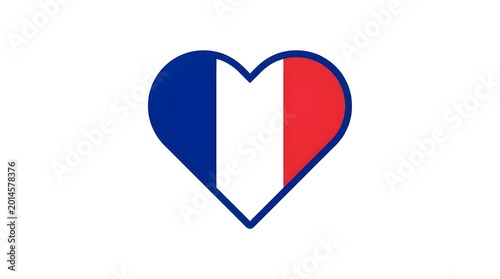 Free Download Minimalist vector design of a heart shape filled with the blue, white, and red vertical stripes of the French national flag. - GFXLoad