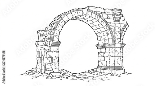 Photos Ancient Stone Archway Ruin Illustration.