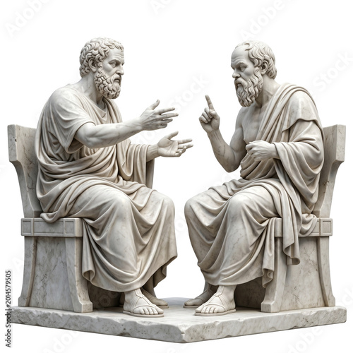 Ancient Greek Philosophers Socrates and Plato Sculpture, Dialogue, Wisdom, Philosophy