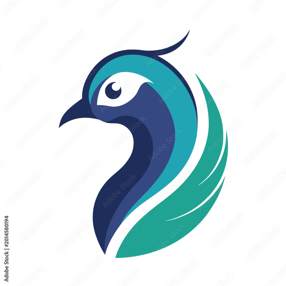 Naklejka premium Abstract-peacock-head-logo-in-a-sleek-and-Contempo. 