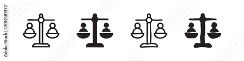 Cuadro en lienzo Scales of justice with people icons representing equality and equity, balance symbol set