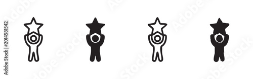 Canvastavla Person holding up a star, success and achievement icon set