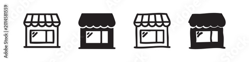 Tableau sur toile Traditional shop facade or store building icon set