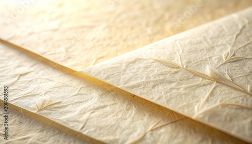 Exquisite Traditional Japanese Washi Paper Texture with Pressed Botanical Leaves and Delicate Natural Fibers