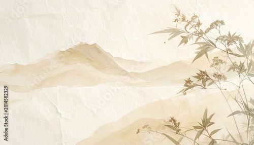 Traditional Japanese Washi Paper Texture Background with Fibrous Handmade Paper Surface and Subtle Natural Grain