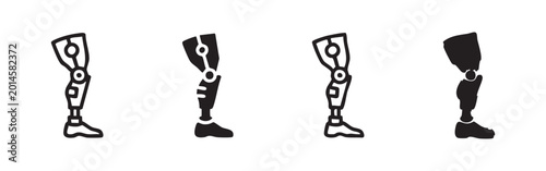Bild auf Leinwand Prosthetic leg icons: different styles of artificial limbs