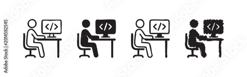 Foto Programmer at computer icons in different styles