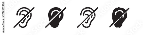 Foto Four styles of a hearing impairment icon, indicating deafness or being hard of hearing