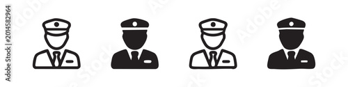 Fotografie Four security guard or doorman icons in different styles, including line art and