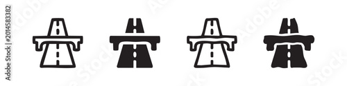Foto Highway Road with Overpass Bridge Icons Set for Infrastructure and Travel