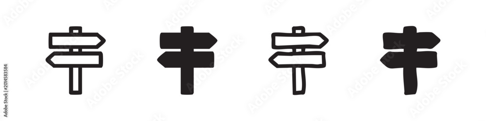 Fototapeta premium Multiple Direction Signpost Icons Set for Guidance and Options
