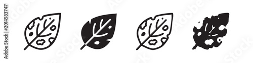 Bild auf Leinwand Damaged or pest-eaten leaf icon set