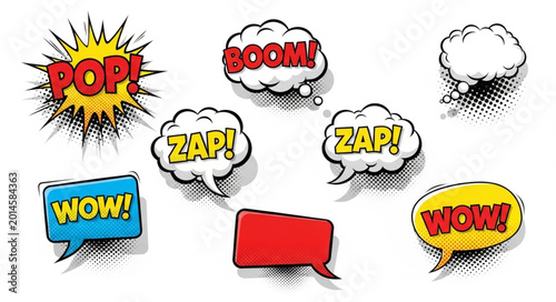 Slika na platnu Collection of comic book speech bubbles and sound effects.