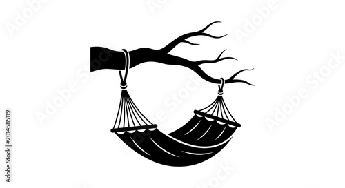 Fotografía Hammock suspended between sturdy tree branches offers a peaceful place to relax and enjoy the tranquility of the natural environment