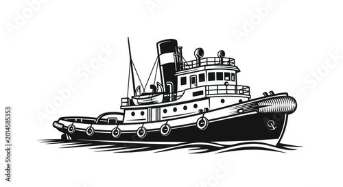 Vintage Tugboat Illustration