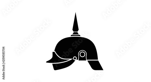 Tableau sur toile Helmet icon depicting a historical military headpiece represents ancient warfare tactics and traditional protective gear in a minimalist vector design