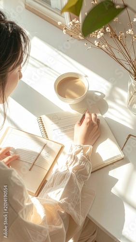 Cozy Morning Writing Scene With Coffee and Notebook