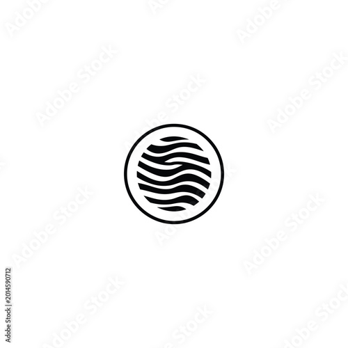 Εκτύπωση καμβά A minimalist illustration of wavy lines enclosed in a circle on a white background