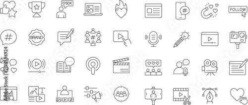 Tableau sur toile Content creator icon set. Editable line icons