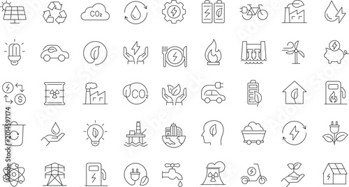 Bild auf Leinwand Energy and Ecology icon set. Editable line icons