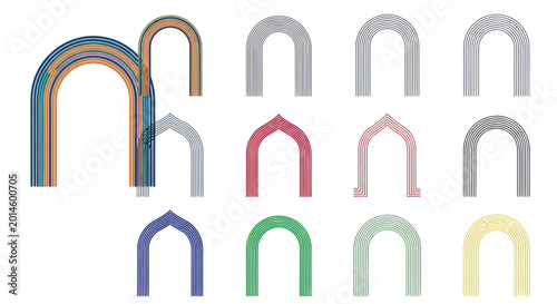 Принти на полотні Colorful Abstract Archways Collection - Geometric Design Elements