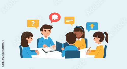 Fotografija Children Learning Together: Collaboration, Ideas, and Discussion